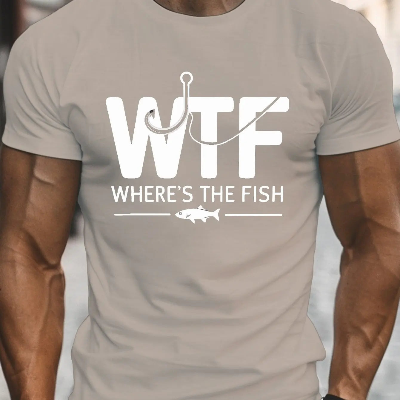 🐟 Men’s Summer 100% Cotton Casual T-Shirt,WTF (where’s the fish) Print | Loose Fit | Round Neck | Breathable Comfort