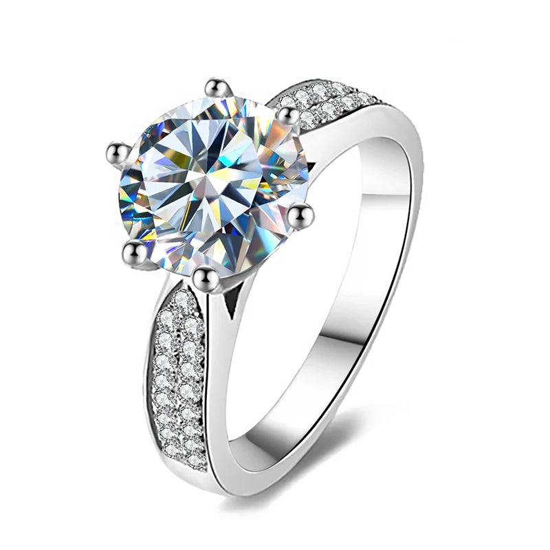 GRA Luxury 1CT Certified Moissanite Diamond Gemstones Rings for Women Real 925 Sterling Silver Wedding Gorgeous Fine Jewelry