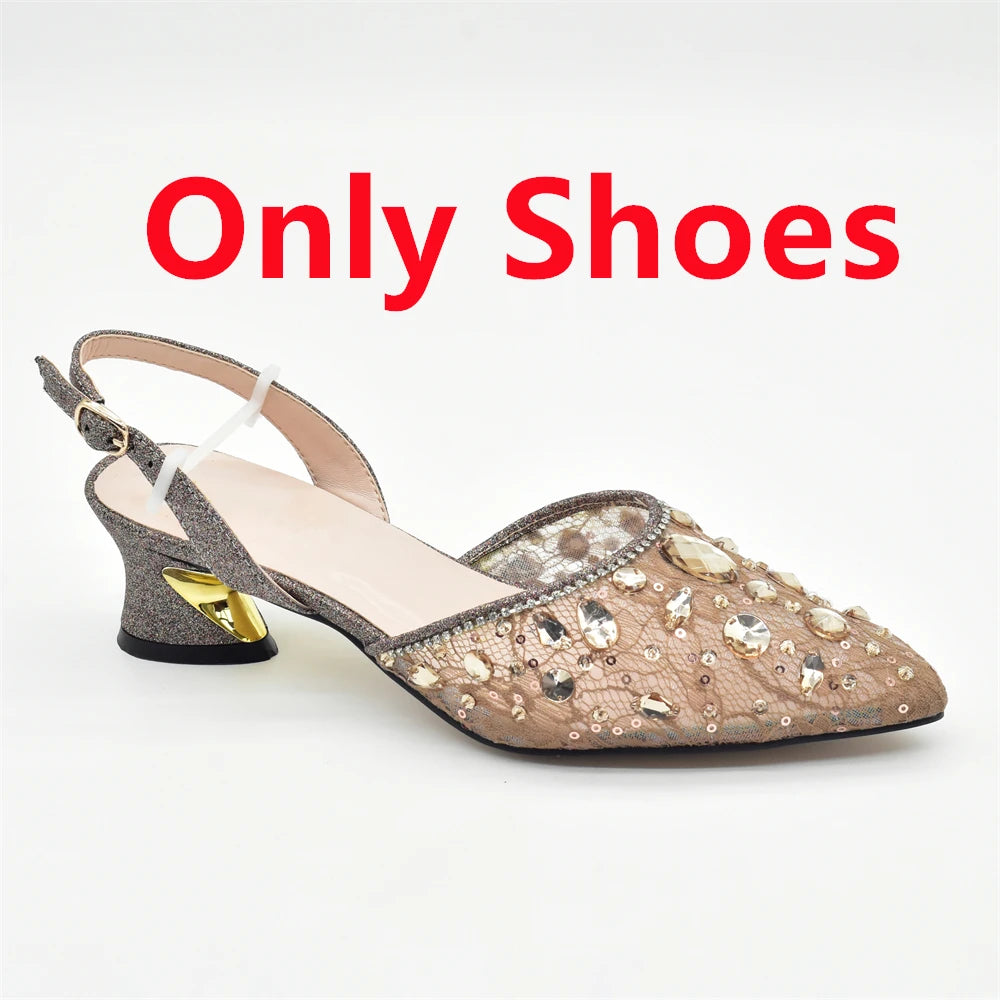 New Arrival Blue Shoes and Bags Set for Women Italian Shoe and Bag Set Designer 2025 Rhinestone Luxury Elegant Pumps for Women