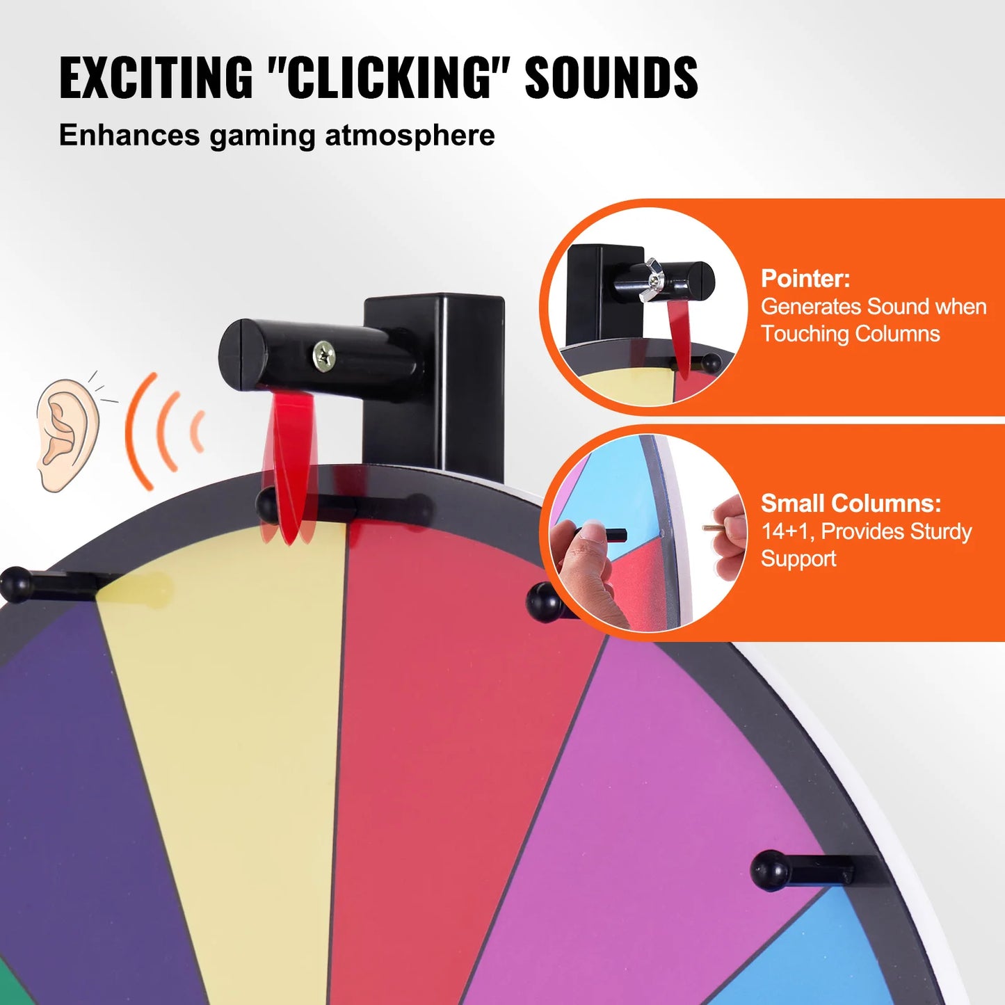 SucceBuy 18/24/36 inch Spinning Prize Wheel 14 Slots Spinning Wheel Tabletop  Floor Standing Win Fortune Spin Games in Party Pub