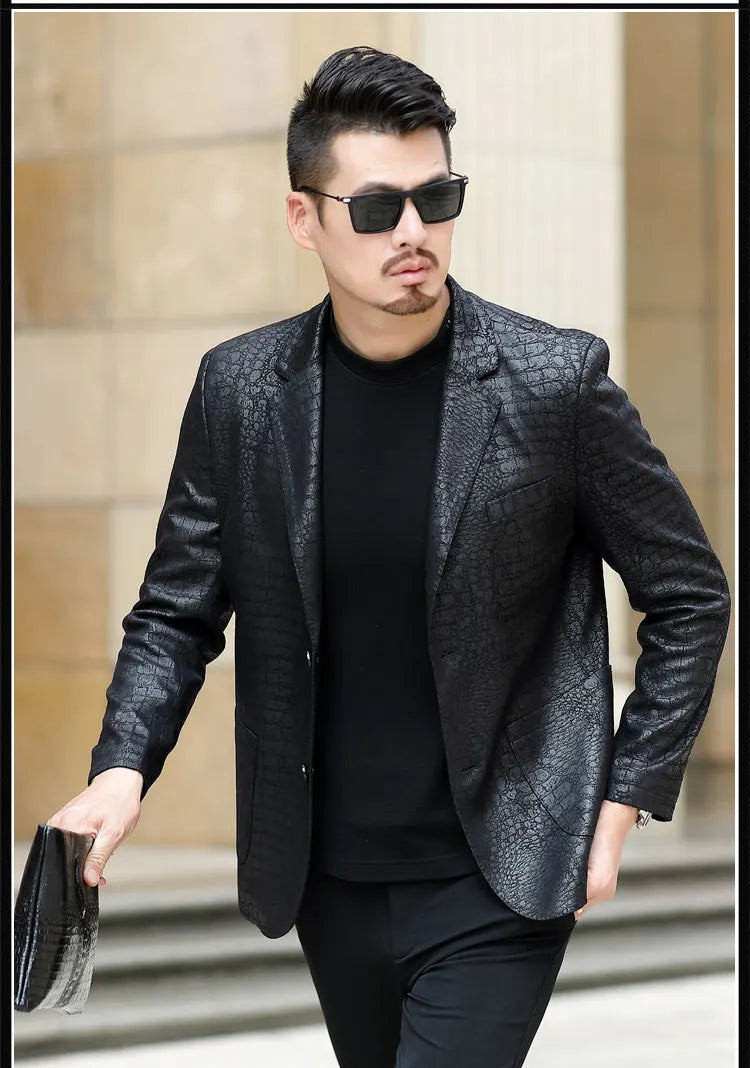 Spring Autumn New Suit Men Clothing Leather Jacket Male Leather Clothes PU Leather Coat Men's Suit Chaqueta Hombre FCY