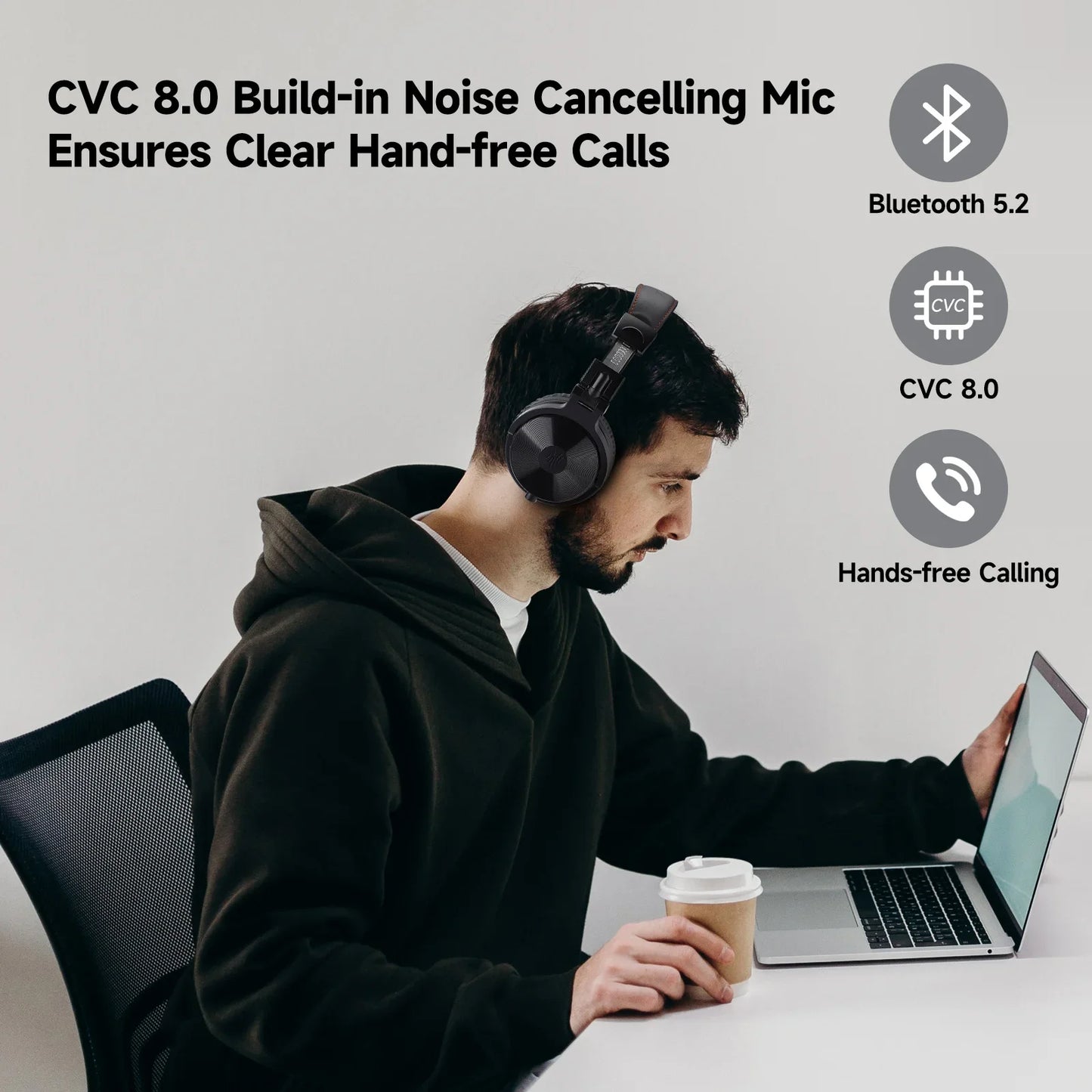 Oneodio Pro C Wireless Bluetooth 5.2 Headphones Over Ear With Microphone Hi-Res Audio Wired&Wireless Headset 110h Playtime AAC