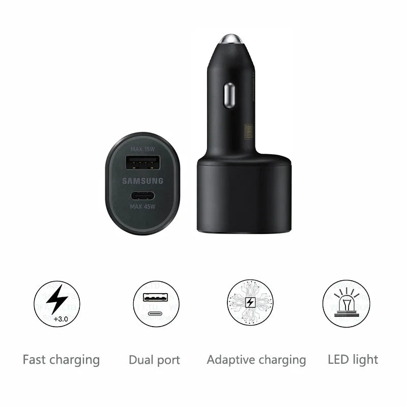 60W Samsung USB Type C Car Charger PD Super Charging Galaxy S25 S24 S23 S22 Ultra 45W 15W Charger Samsung Z Fold 5 4 Flip in Car