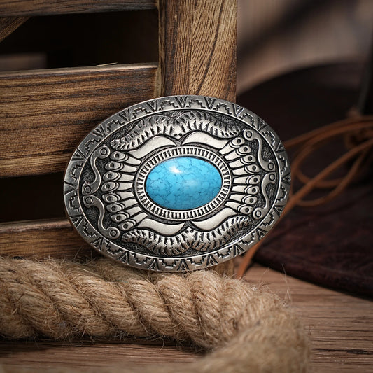 Men & Women-Western-Cowboy-PU Leather-Belts - Vintage Belt Floral Engraved Buckle Belt for Jeans