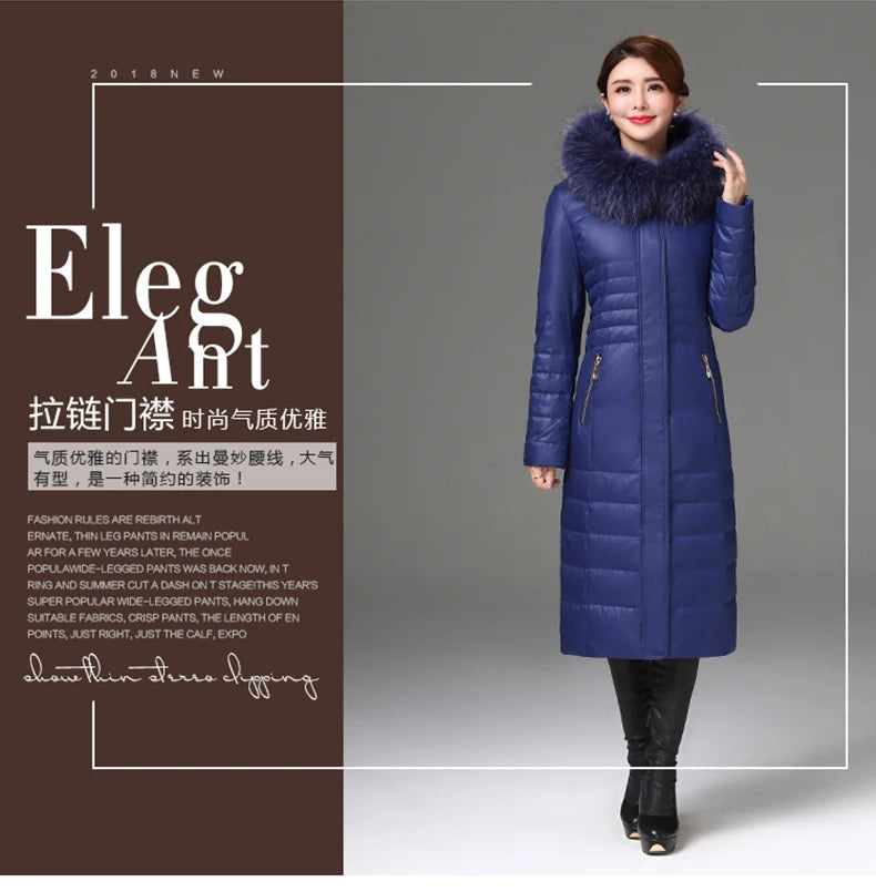 Shengyu Boya Middle-Aged and Elderly Over-The-Knee Long down Jacket Women's Jacket Thickeneded Mother's Fitted Jacket New Style