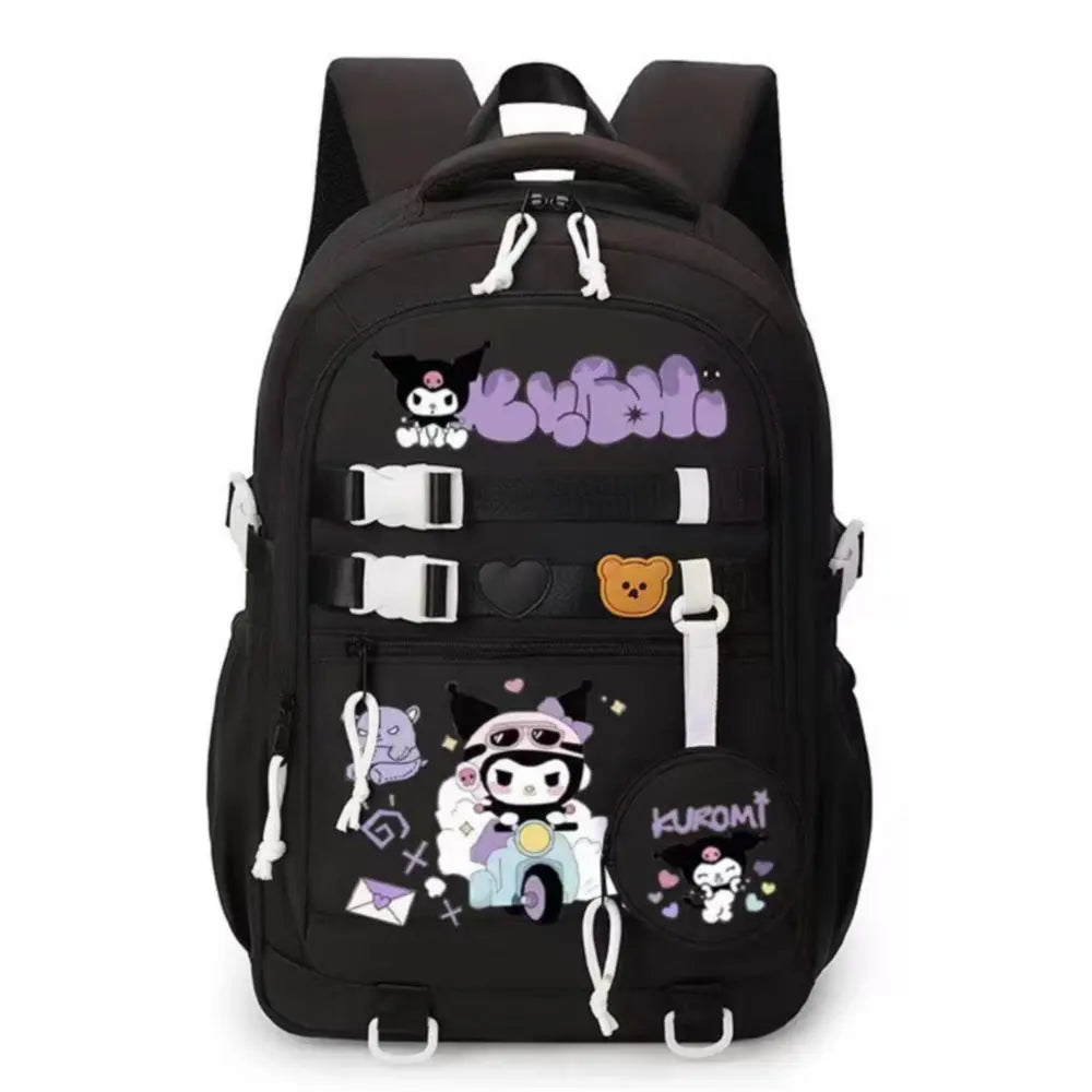 حقيبة ظهر Hello Kitty للنساء حقيبة ظهر كاجوال أنيقة لطالبات المدارس المتوسطة Melody Kuromi حقيبة مدرسية للكلاب باللون القرفة