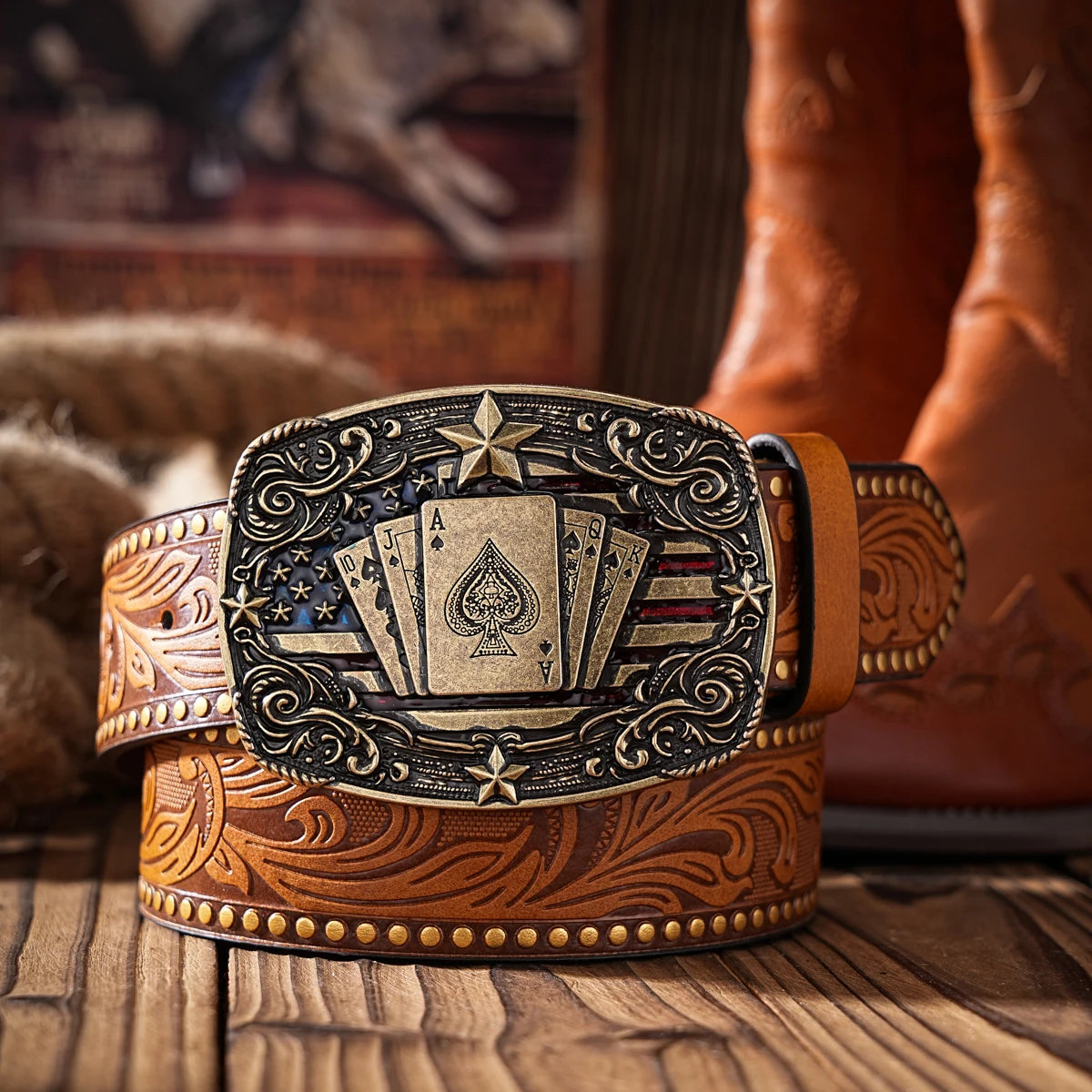 A Western-style PU material belt for both men and women, a casual, retro and classic personalized belt