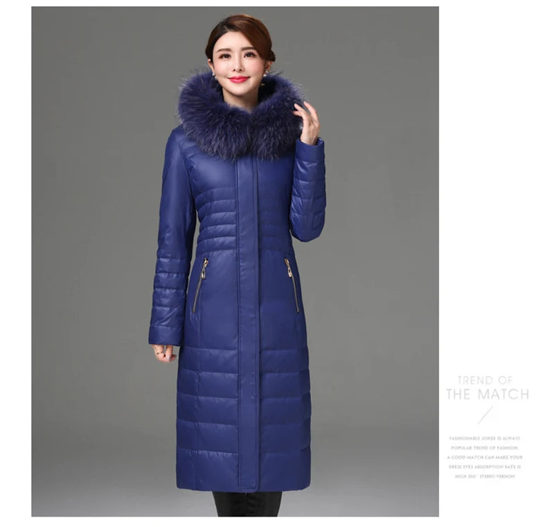 Shengyu Boya Middle-Aged and Elderly Over-The-Knee Long down Jacket Women's Jacket Thickeneded Mother's Fitted Jacket New Style