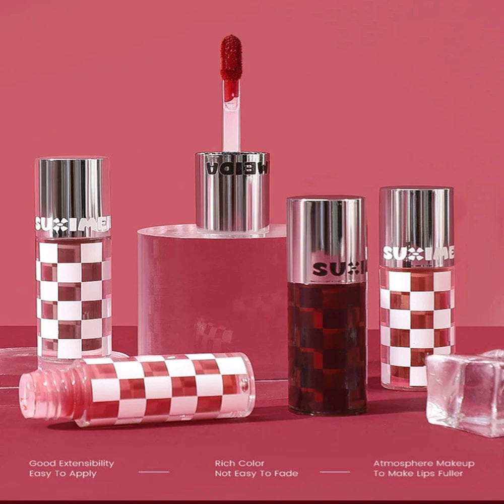 Punk Dark Red Lip Gloss Waterproof Lasting Matte Lipstick Smoky Nude Purple Matte Lipstick Natural Chocolates Lip Tint Makeup
