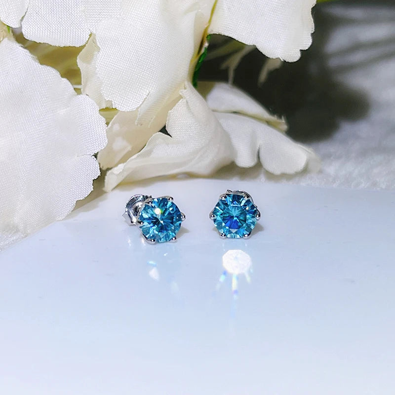 JoyceJelly 1/2/4CT VVS D Color Moissanite Russian Cut 8H8A Lab Diamond Stud Earrings For Women S925 Sterling Silver Fine Jewelry