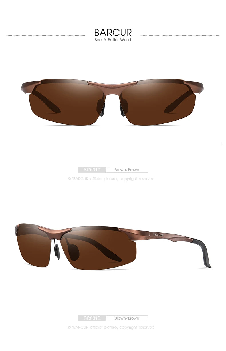 BARCUR Aluminium Magnesium Sunglasses for Men Polarized UVA&B Protection Photochromic Ultralight Sun Glasses Sports Eyewear