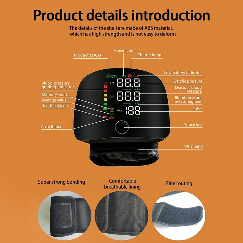 🖤 JUSTLANG Rechargeable (C type) Wrist Blood Pressure Monitor,2 Users | Digital Tonometer | Heart Rate & Irregular Pulse Detection | LED Display