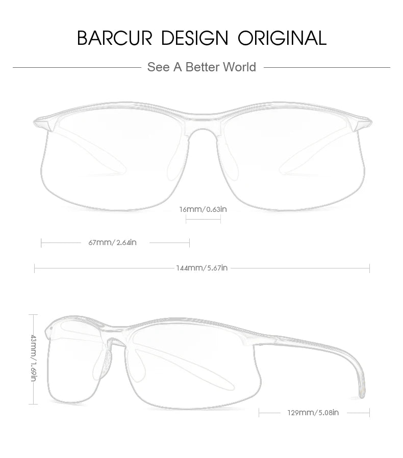 BARCUR Sports P-Cycling Sunglasses Male Polarized Sun Glasses for Men Women Utra Light Travel Fishing Eyewear Accessory Oculos