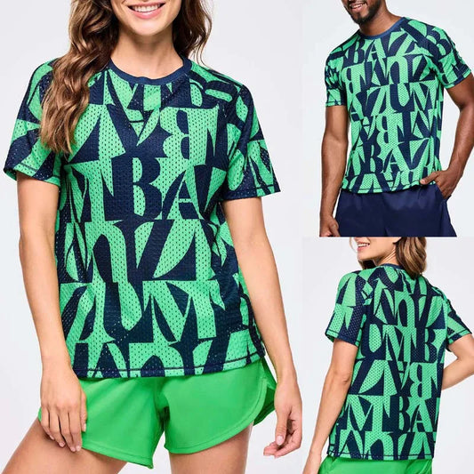 Men's and women's same top dynamic weaving series new loose short sleeve sports T-shirt top