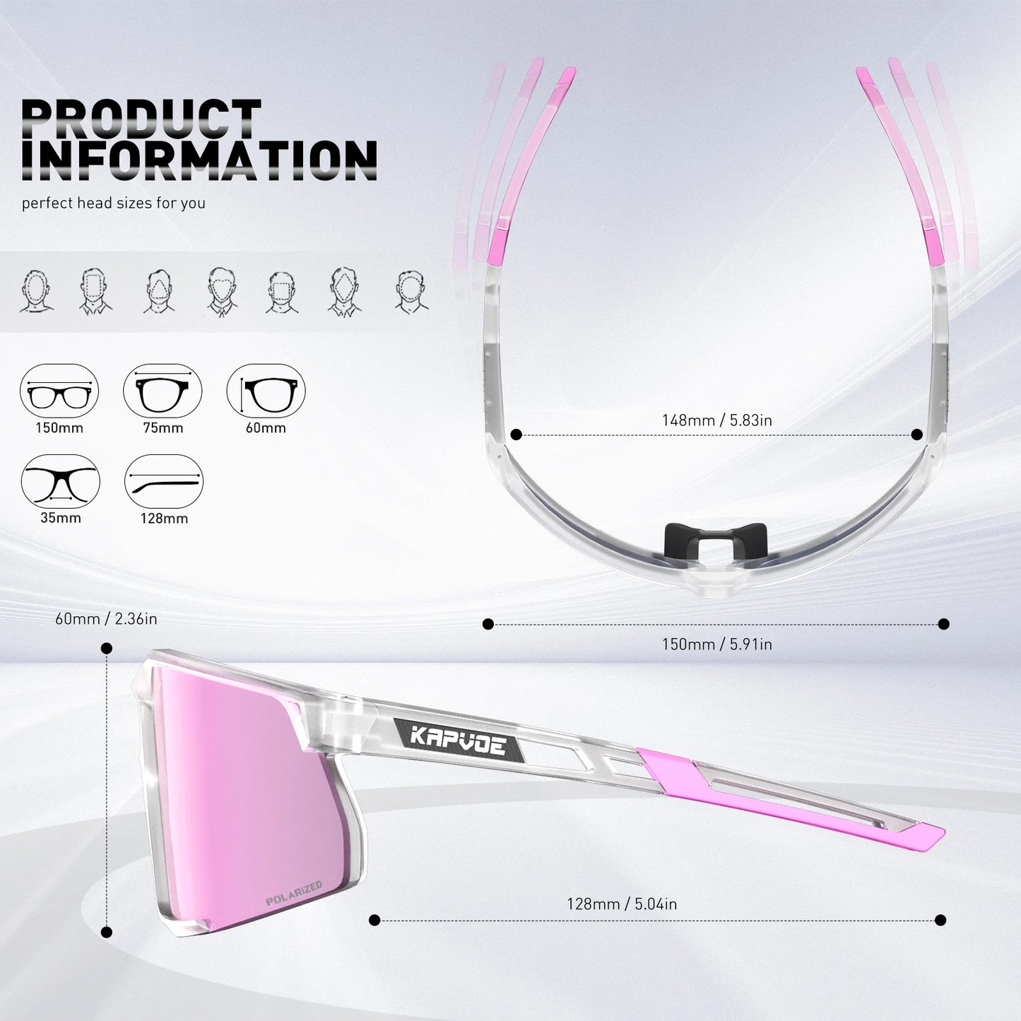 Kapvoe Women Polarized Cycling Sunglasses Fashion Cycling Glasses UV400 Sports Bicycle Sunglasses Goggles Outdoor Riding Bike