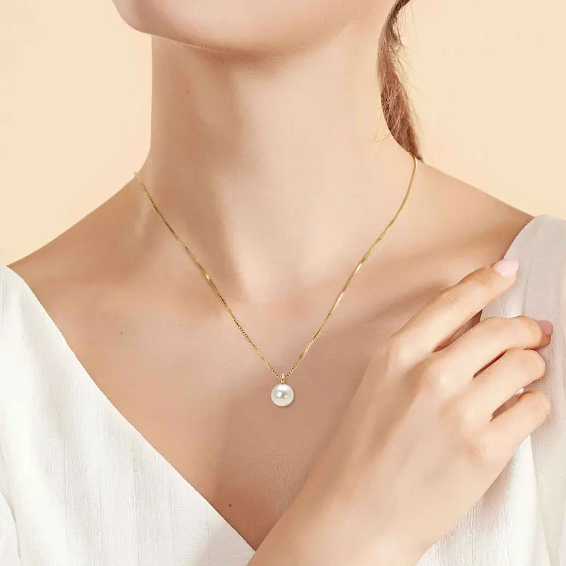 Lnngy Baroque Pearl Pendant Necklace S925 Sterling Silver Natural White Freshwater Pearl Necklace For Ladies Grace Jewelry Gift