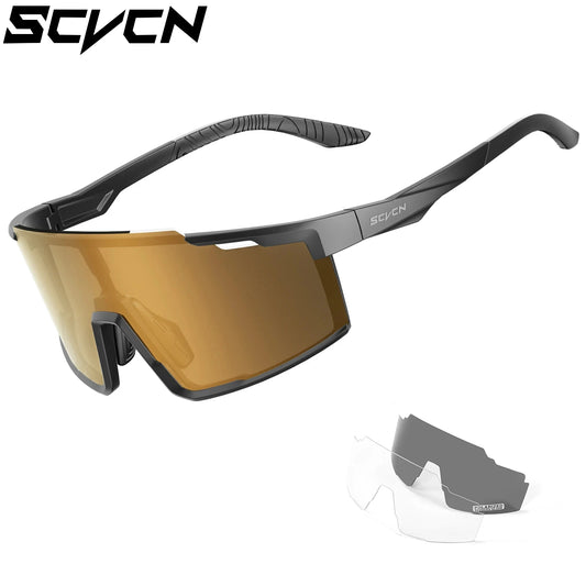 SCVCN-Fashion Sunglasses Cycling Glasses Sports for Men Driving Sun Mountain Bike Road Bicycle Eyewear Goggles MTB UV400