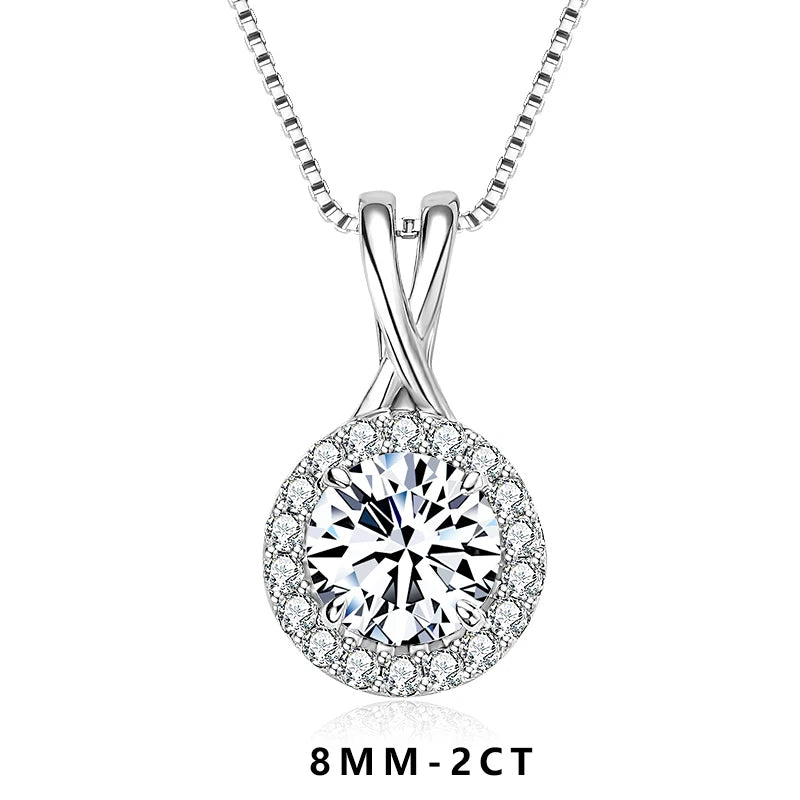 Lnngy GRA Certified D Color Moissanite Necklaces 925 Sterling Silver 1ct/2ct/3ct Moissanites Pendant Necklace for Women Jewelry