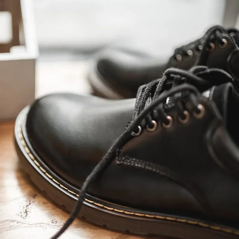 Leather Platform Shoes  Black Outdoor Italian Formal