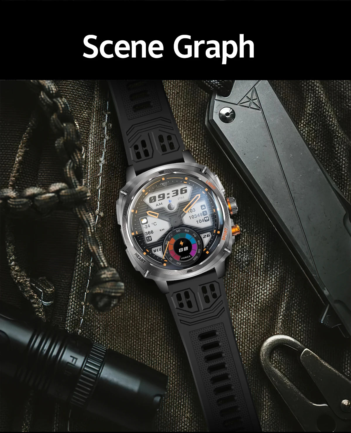 LIGE Rugged Military 1.75-inch AMOLED Screen Smart Watch With LED Flashlight 800mAh Battery Bluetooth Call Smart Watch Men Gift
