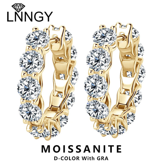 Lnngy Round Cut 4mm 0.3ct Moissanite Earring 925 Sterling Silver Hoop Earrings For Women zilveren oorbellen 925 zilver Jewelry
