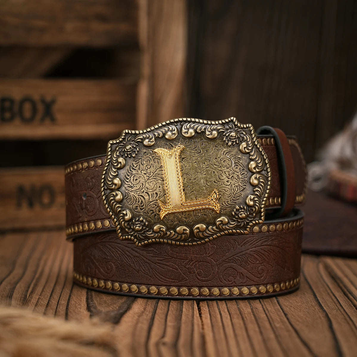 Vintage style PU Leather Western Denim Belt Classic Letter buckle - 3.8 cm wide, durable and stylish for men and women - perfect
