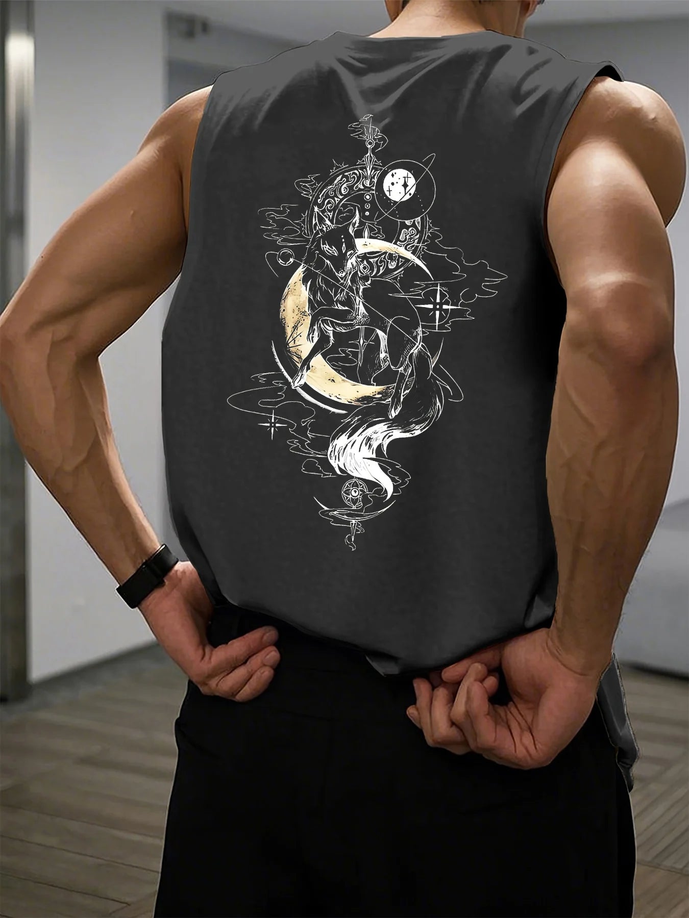 🦊 Men’s Summer Sleeveless Vest Fox and moon 🌙 Print | Loose Fit | Comfortable & Breathable | Casual & Travel