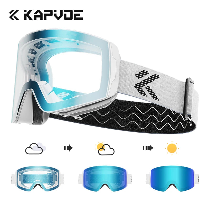 KAPVOE Winter Outdoor Ski Goggles Double Magnet Adsorpt Layers UV400 Anti-fog Coatings Snowmobile Snowboard Skiing Men Women