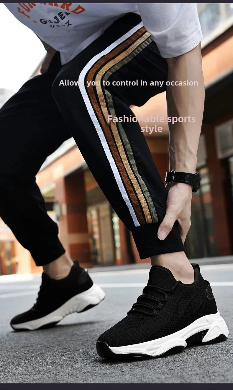 Invisible Heightening 8CM Men's Running Shoes Low Heel Soft Bottom Casual Sports Shoes Breathable Mesh Inner Lining EVA Insole