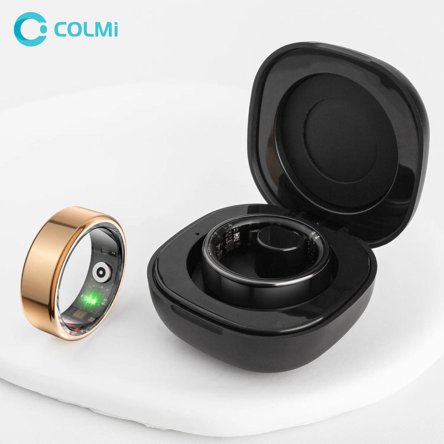 خاتم ذكي COLMI R02 مع علبة شحن للرجال والنساء، عمر بطارية يصل إلى 39 يومًا، مراقب صحة، مقاوم للماء حتى عمق 5 أمتار