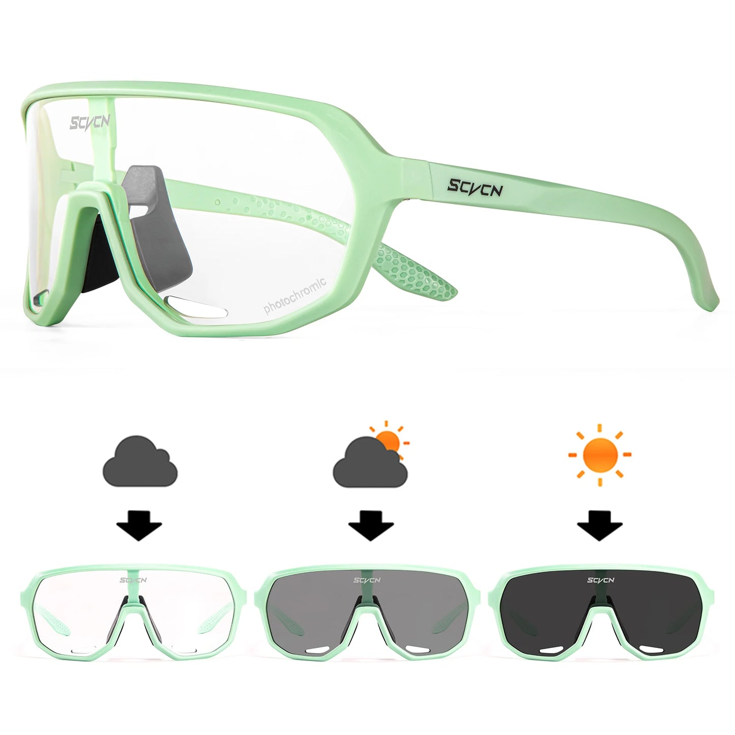 Scvcn Sunglasses Cycling Glasses Photochromic Sports for Men Sun Mountain Bike Road Bicycle Eyewear Goggles UV400 Polarized MTB