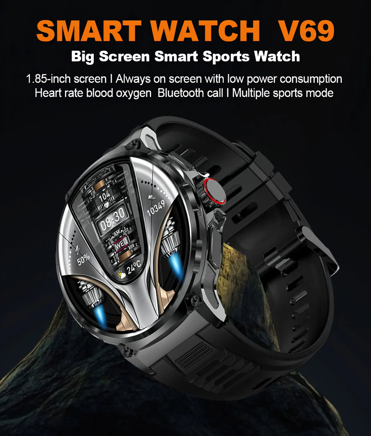 2025 New 1.85-Inch Ultra HD Smart Watch Men GPS Track Bluetooth Call 710 mAh Large Battery 400+Dial Smartwatch For Huawei Xiaomi