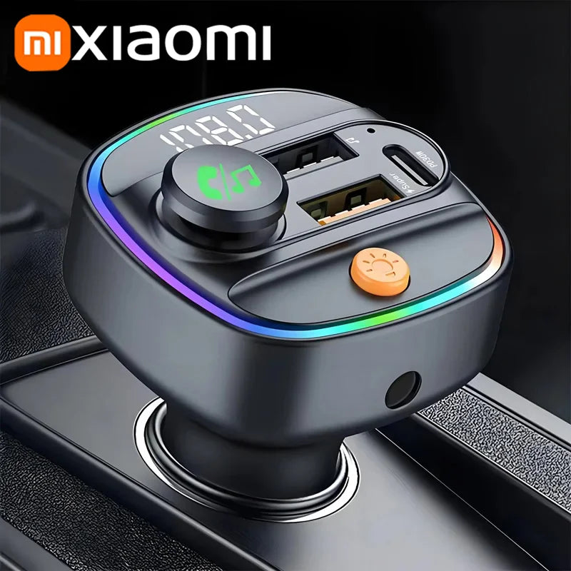 جهاز إرسال FM من شاومي مزود بتقنية البلوتوث 5.3 بدون استخدام اليدين ومشغل MP3 مع محول شحن سريع وملحقات السيارات