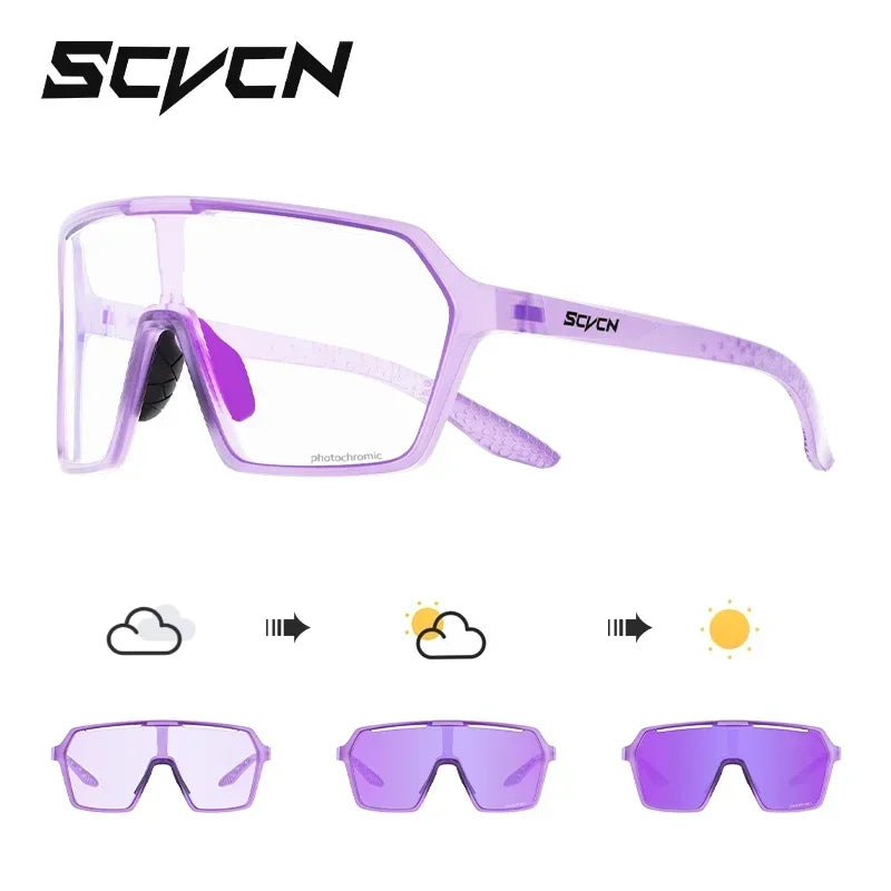 SCVCN Photochromic Sunglasses for Men Cycling Glasses UV400n Women Driving Glasses MTB Road Bike Sport Eyewear Running