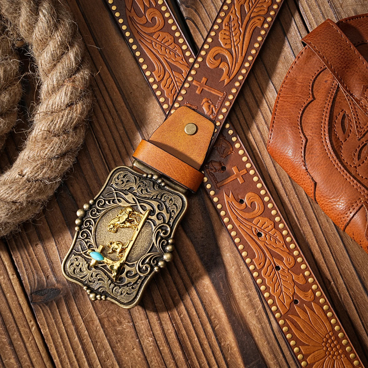 A Western-style PU material belt for both men and women, a casual, retro and classic personalized belt