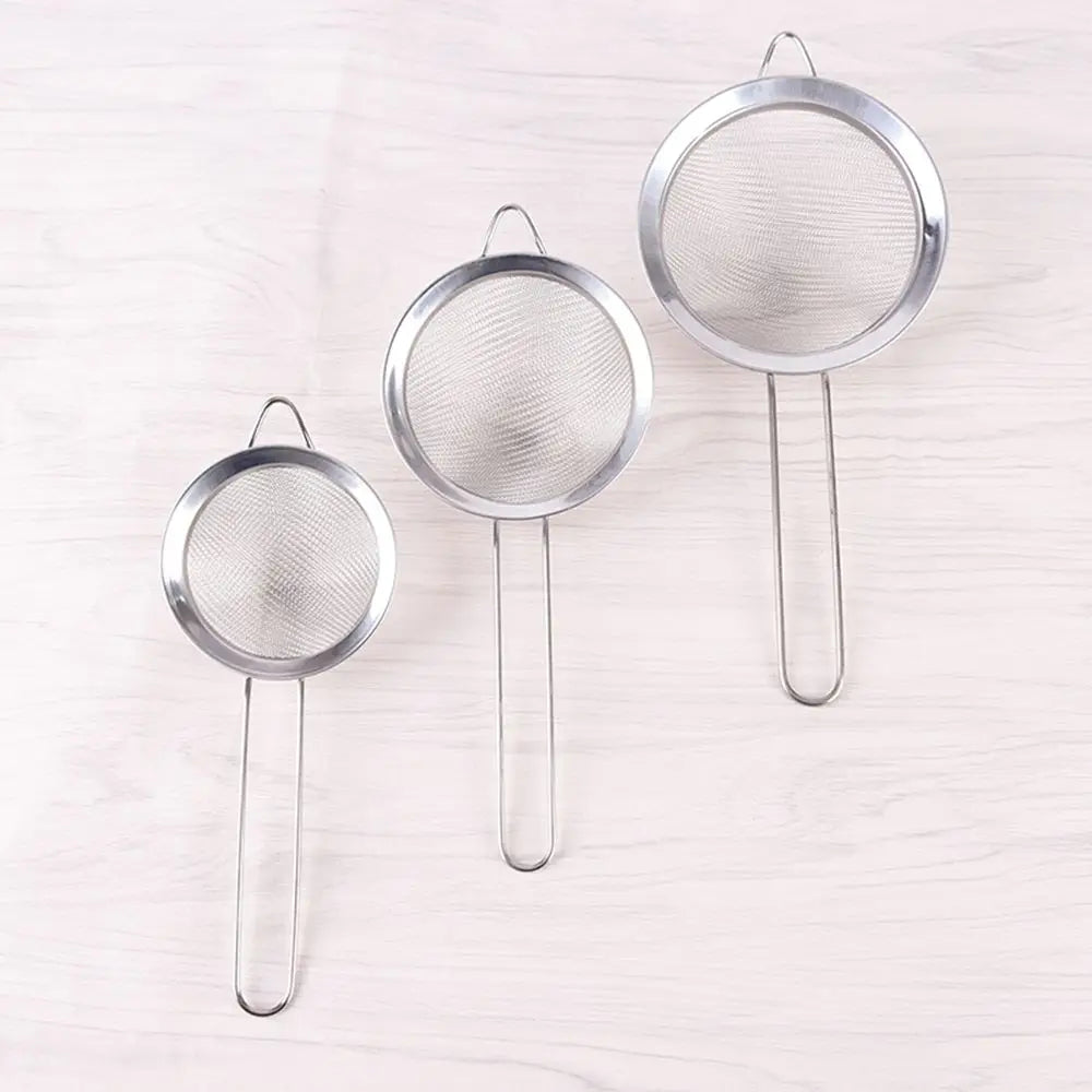 Flour Strainer Mesh With Handle Diameter7/8/10/12/14/16/18/20/22cm Stainless Steel Colander Tea Sifter Kitchen Sieve Filter Tool