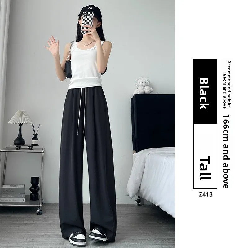 Qui Dry High Waist Wide Leg Knife  Sports Pants Women's Thin New 2025 Casual Ice Silk Pants Spring Summer