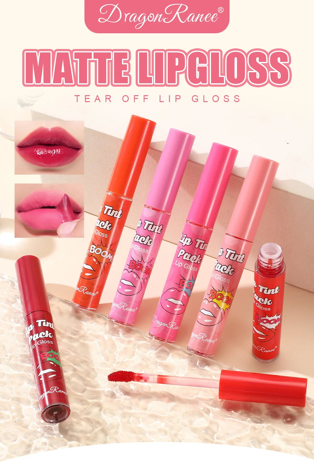 Peel Off Rose Red Lip gloss Lip Outline Contour Tattoo Lip Stain Waterproof Transfer Resistant Tear Off Peel Off Lipstick Makeup