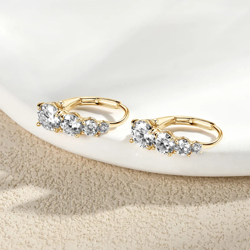 Lnngy Certified Moissanite Hoop Earrings 925 Sterling Silver 4 Stone Circle Earring For Women Ear Jewelry Pendientes Oorbellen