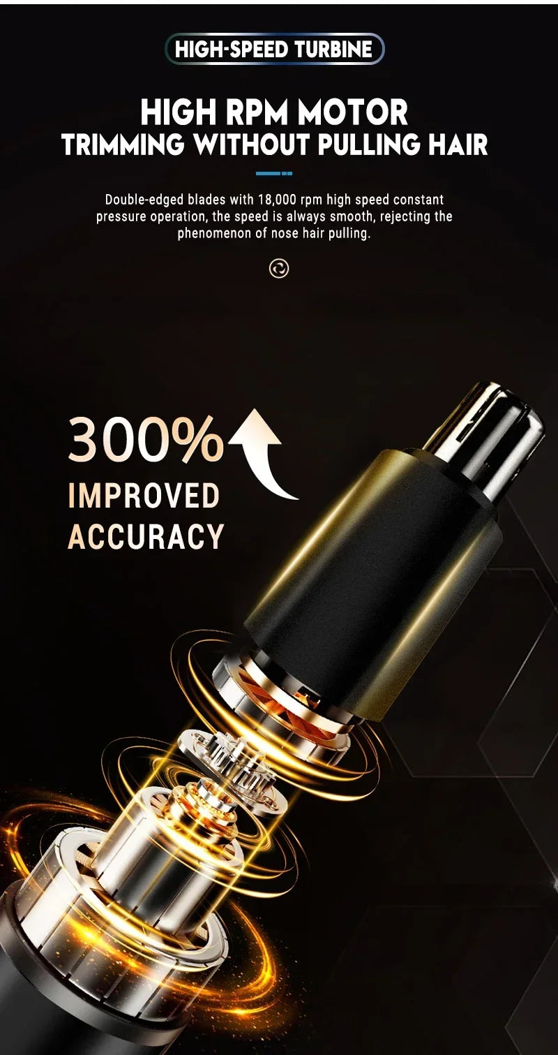 2-in-1 Electric Portable Ear & Nose Hair Trimmer Clipper – Professional Painless Grooming Tool for Men