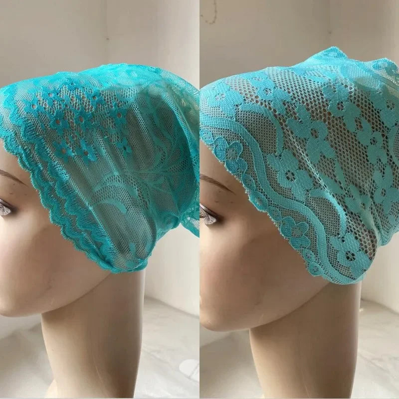 Full Cover Head Inner Cap Flower Lace Muslim Headscarf Islamic Headwear Underscarf Turban Indian Hat Pattern In Random
