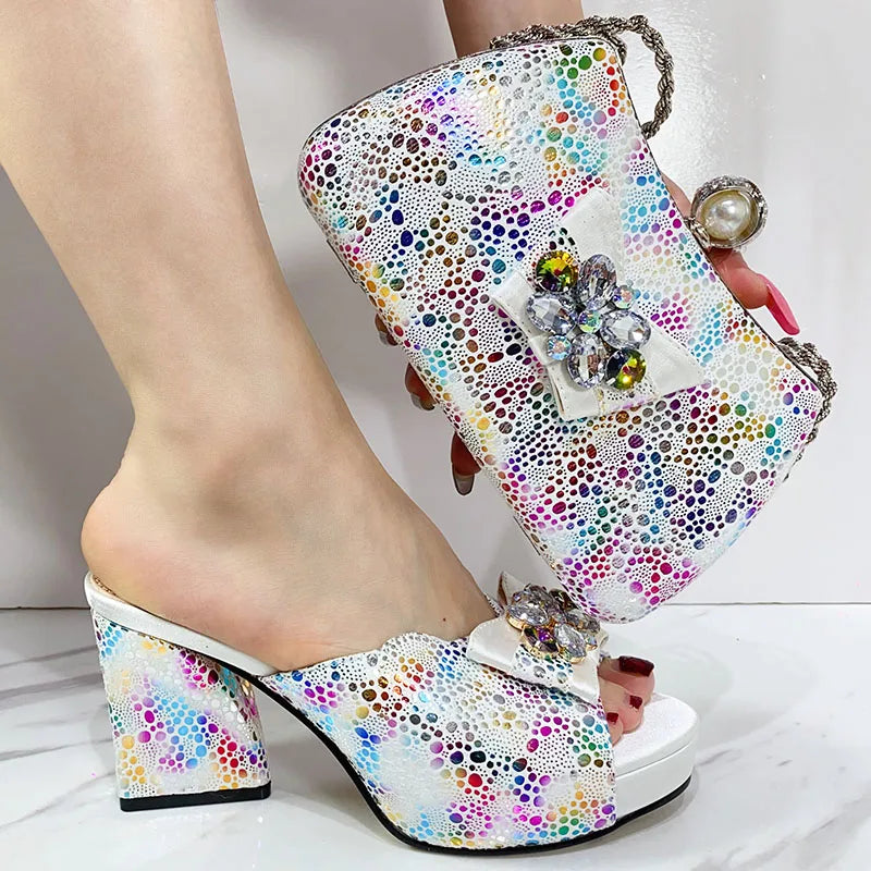 Slingback Sandals & Bag Set – Italian Style, African Ladies Peep Toe, High Heel Party Shoes