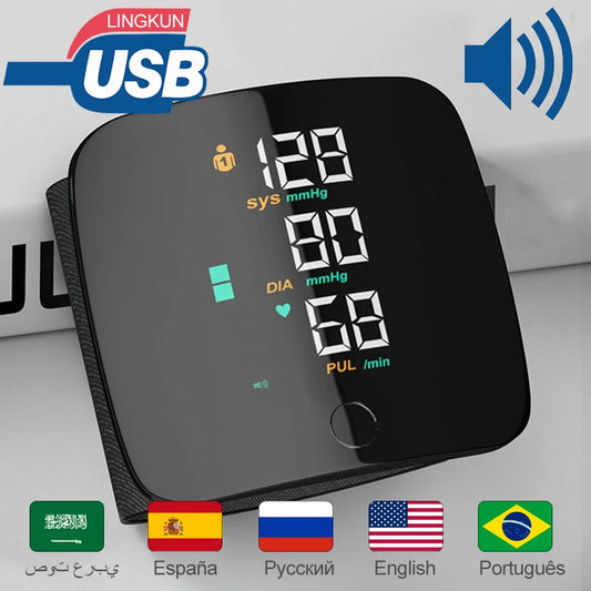 🖤 LINGKUN Wrist Blood Pressure Monitor,
LED Display | Fast Measurement | Digital Tensiometer | Heart Rate | USB Rechargeable