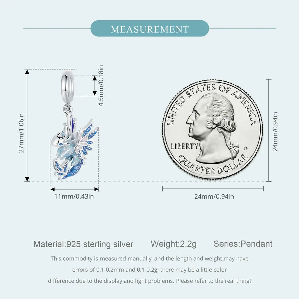 Bamoer  925 Sterling Silver Phoenix Pendant Dragon Charms Enamel Process Plated Platinuma Fit Women DIY Bracelet Fine Jewelry