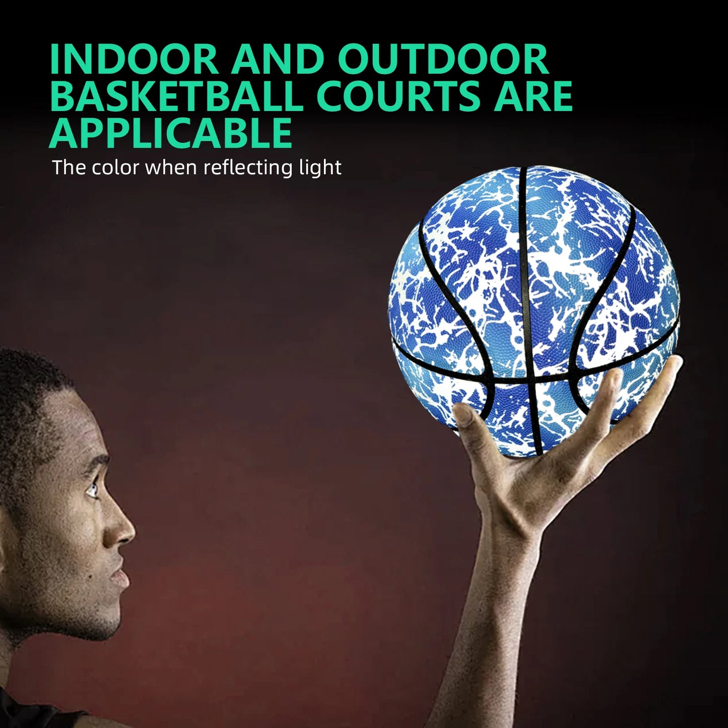 Night Use Composite Leather Luminous Size 5 6 7 Basketball For Boys&Girls-Night Ball Game,Glow In The Dark,In&Outdoor Training