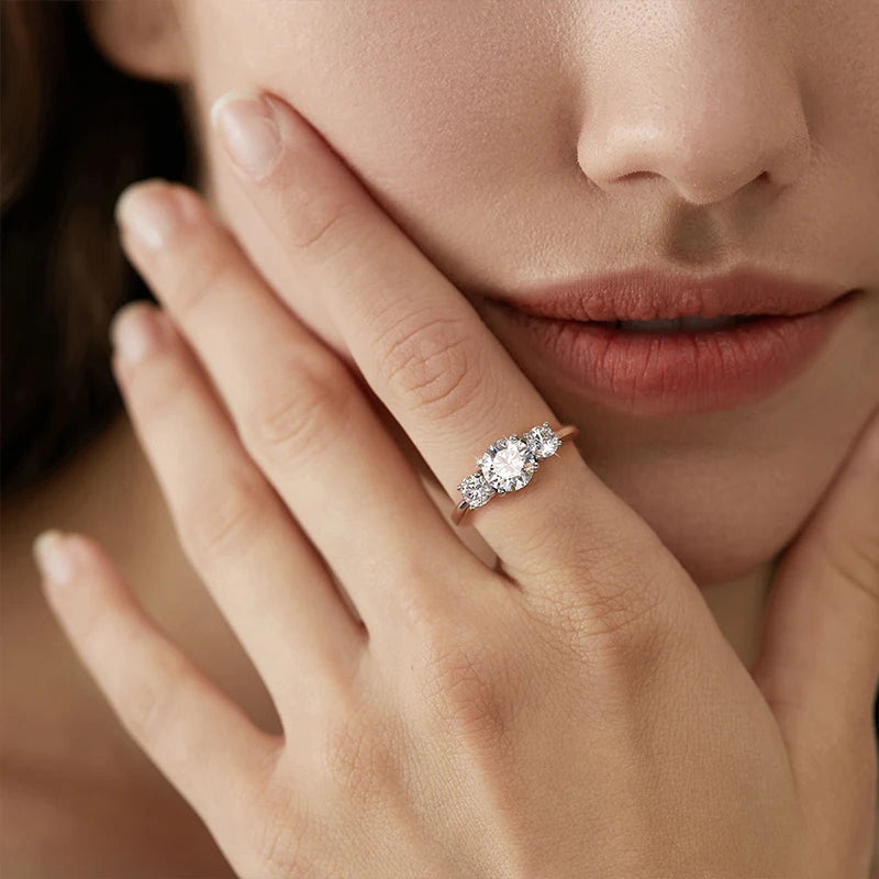 GRA Shiny Real 1CT D Color Moissanite Diamond Wedding Rings For Women Original 925 Sterling Silver Luxury Quality Fine Jewelry