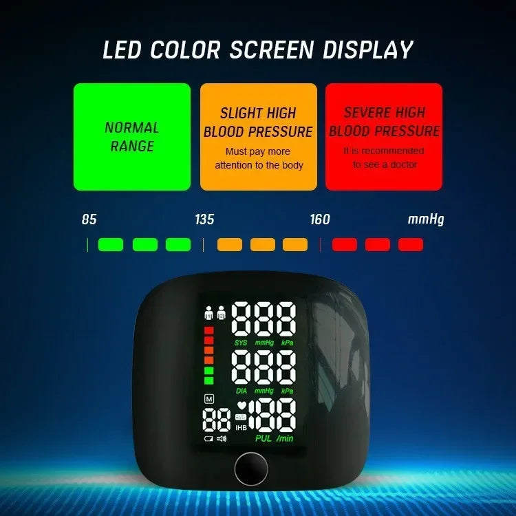 🖤 LINGKUN Wrist Blood Pressure Monitor,
LED Display | Fast Measurement | Digital Tensiometer | Heart Rate | USB Rechargeable