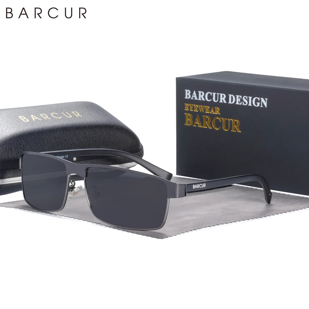 BARCUR Original Rectangle Business Sunglasses for Men Driving Hiking Sports Sun Glasses for Women Fashion Shades Oculos De Sol