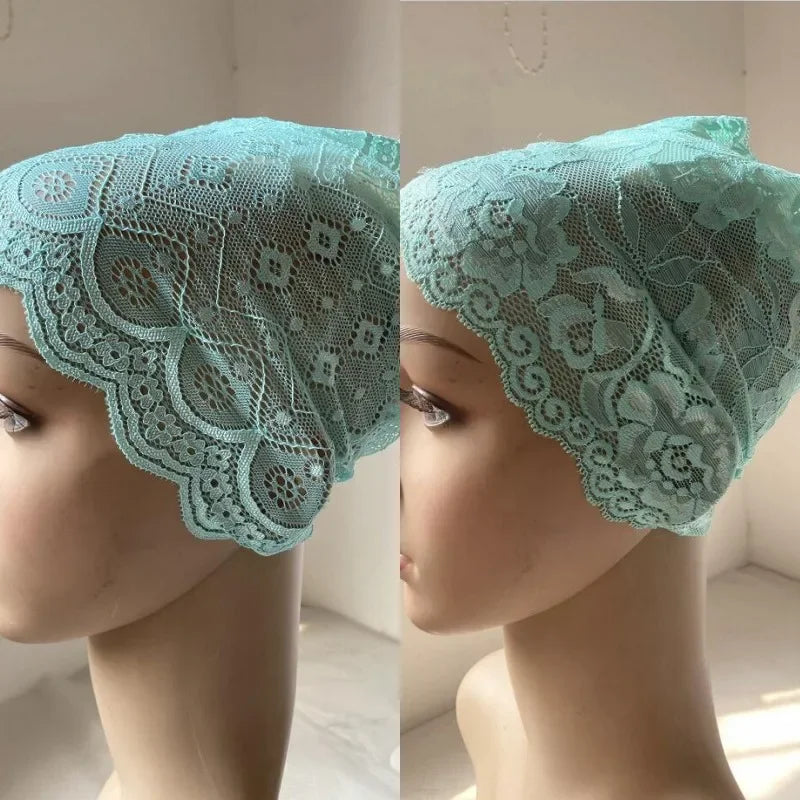 Full Cover Head Inner Cap Flower Lace Muslim Headscarf Islamic Headwear Underscarf Turban Indian Hat Pattern In Random