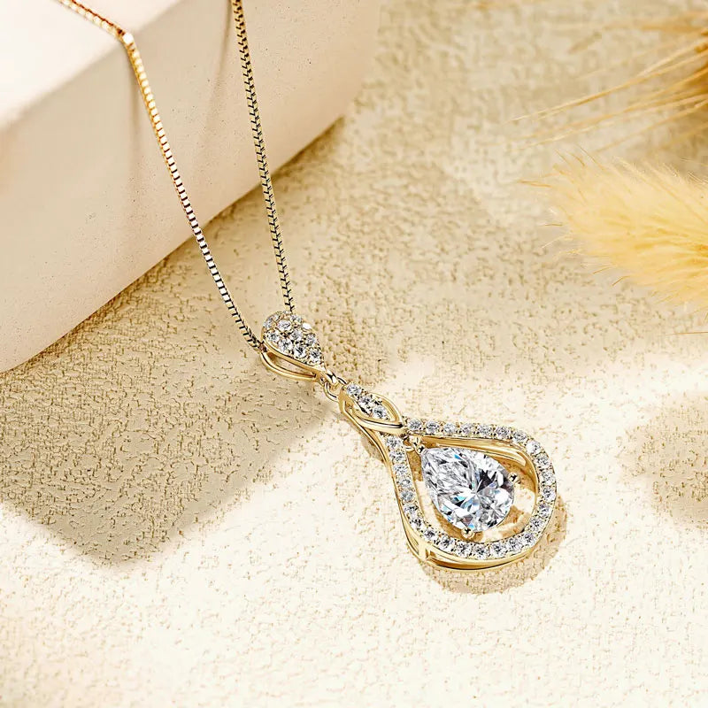 Lnngy 925 Sterling Silver Droplet Pendant Necklaces Certified 1ct/1.5ct/2ct Moissanite Necklace For Women 2025 Trend Jewellry